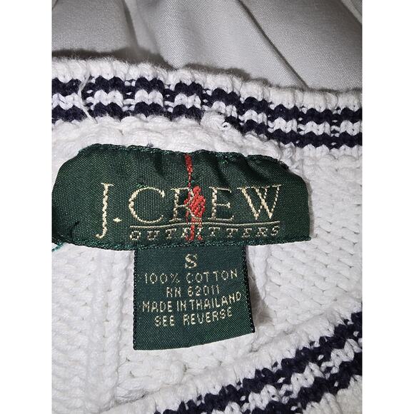 Vintage J. Crew oarsman fisherman crewneck cable-knit preppy tennis sweater S - Picture 2 of 3
